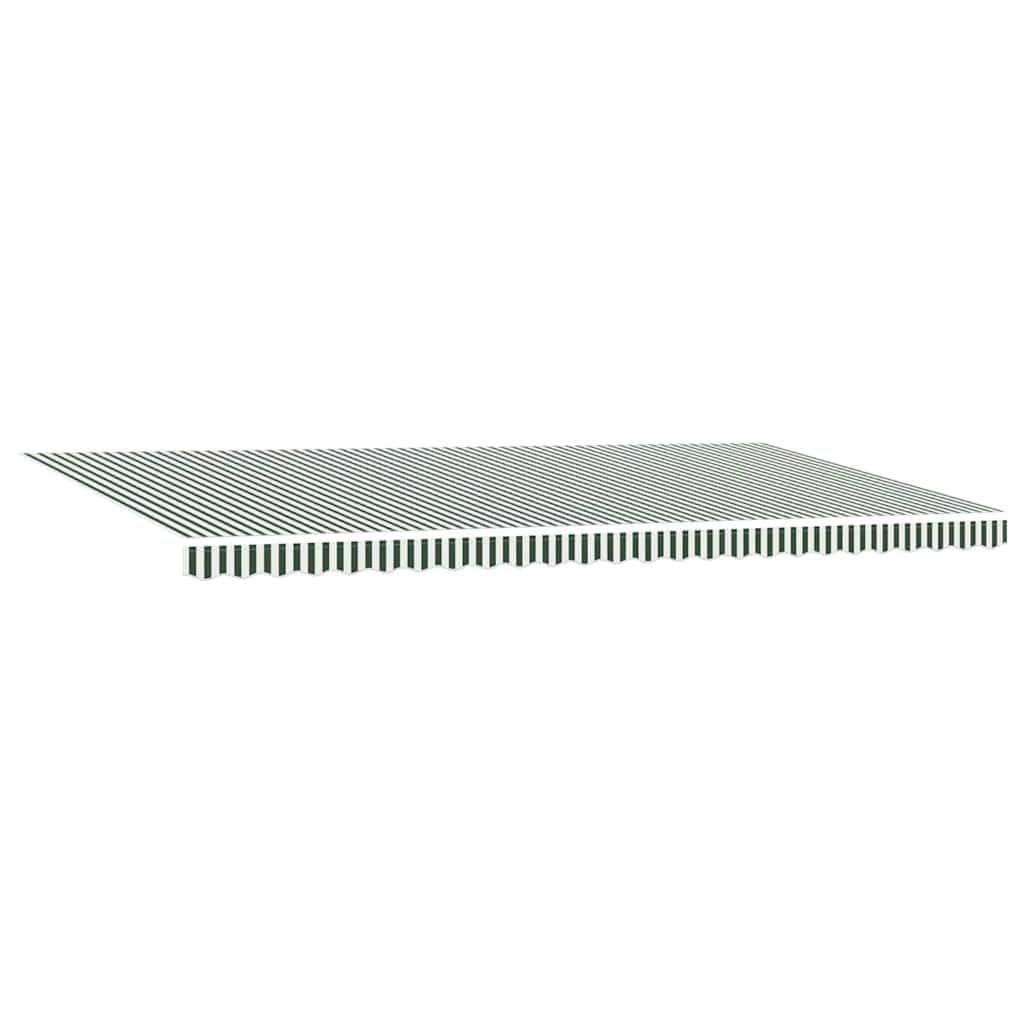 Tessuto di ricambio per tenda da sole, 6 x 3 m, robusto tessuto per tenda da sole, verde e bianco, in poliestere 240 g/m², tessuto di ricambio con mantovana, per tenda da sole, balcone