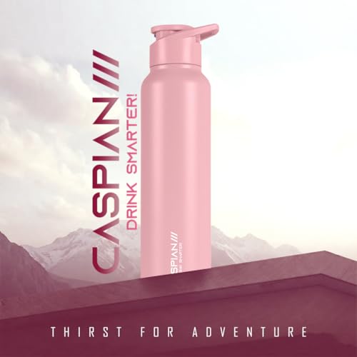 Image of CASPIAN / / / HIke ISI Certified Stainless Steel Water Bottle 1 ltr. (Peach, 1 Litre) | Leak Proof Sipper for Fridge Home Office Travel School Kids Boys Girls Adults Sports Gym Yoga Gift | BPA Free