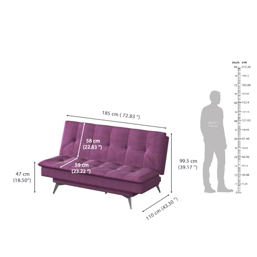 Image of Wakefit Flexia Sofa Cum Bed - Three Seater - Warpknit Series Purple