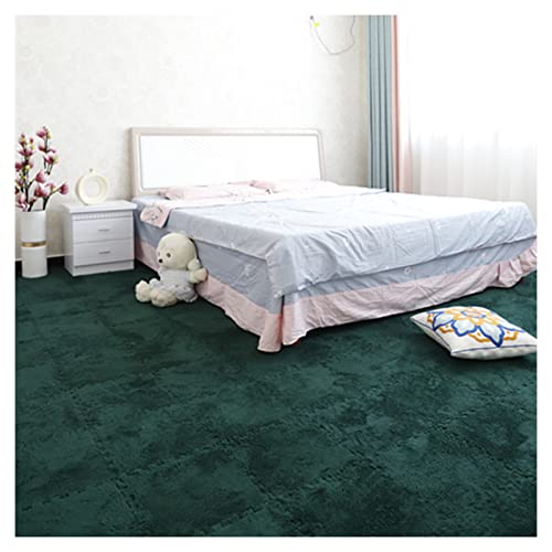 30 PCS Interlocking Foam Mats,Fluffy Carpet Tiles Plush Area Rug,12X12 Interlocking Puzzle Floor Mat with Border,Soft Crawling Playmat Floor Tiles,Bedroom EVA Foam Mat,Dark Green