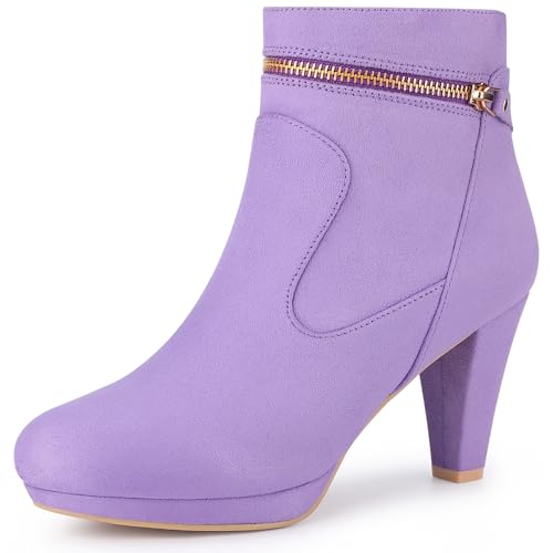 Bottines à bout rond Allegra K avec talon moyen aux finitions soignées