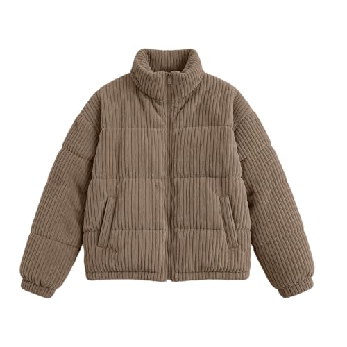 Puffer Jacket for Women Cropped Winter Warm Padded Coat Soft Cozy Outerwear | Side Pockets,Full Zipper,Stand Collar,Casual Comfy Coats,Fall Winter Thicken Jackets,Trendy Outdoor Daily Wear - image 7