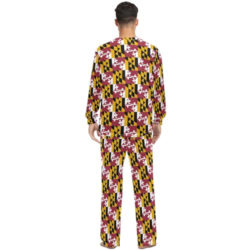 Laprad Men's Women's Long Sleeve Pajama Sets Maryland Flag Comfy 2 Piece Loungewear with Pockets3