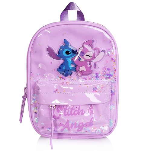 Disney Sac à Dos Stitch & Angel Fille Officiel – Mini Sac à Dos Brillant avec Paillettes – Cadeau Lilo et Stitch pour Enfant – Léger et Résistant