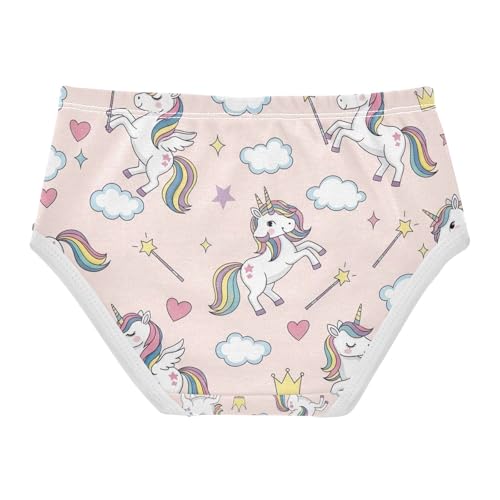 Cute Unicorns Rainbow Manes Toddler Underwear, Girls' Cotton Brief Underwear, 2T–8 Years2