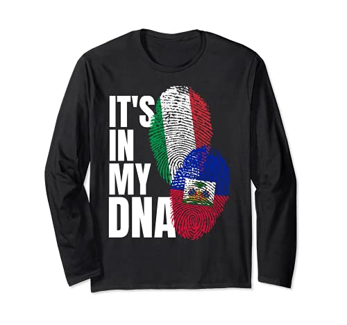 Bandera italiana y haitiana mezcla ADN Heritage Manga Larga