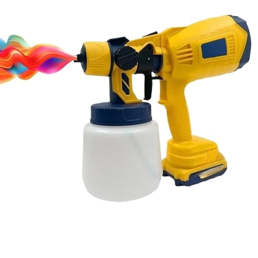 Pistola Pulverizadora Tinta 48v 2 Baterias 1000ml Amarelo