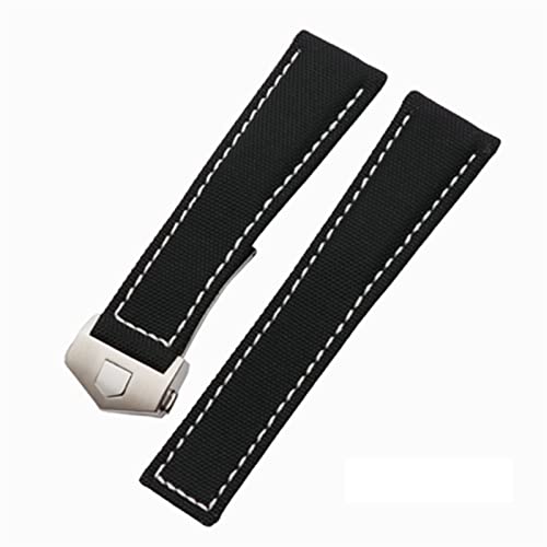 Bracelet de montre en toile 20mm 22mm en cuir avec boucle pliable pour la série Aquaracer noir