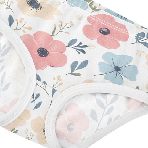 Wusikd Cute Girls' Underwear Cotton Flowers Girls Briefs Soft Toddler Underwear 2T4