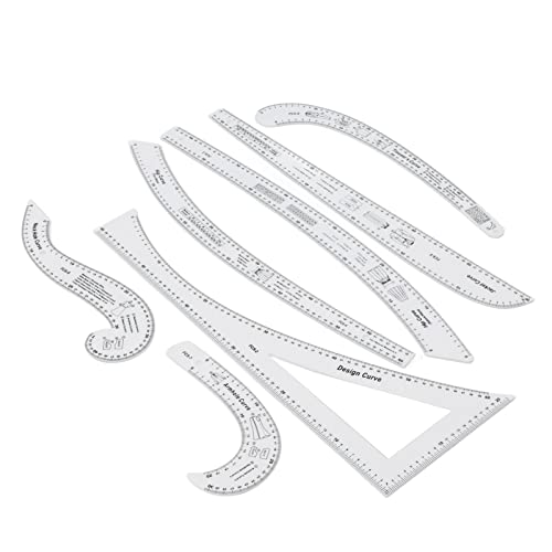 Outils dessin motifs couture transparente kit 7 pièces pour stylisme