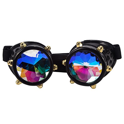 CAREONLINE Festivals Kaleidoscope Gloth Vintage Rainbow Prism Sunglasses Steampunk Goggles Adjustable Bands