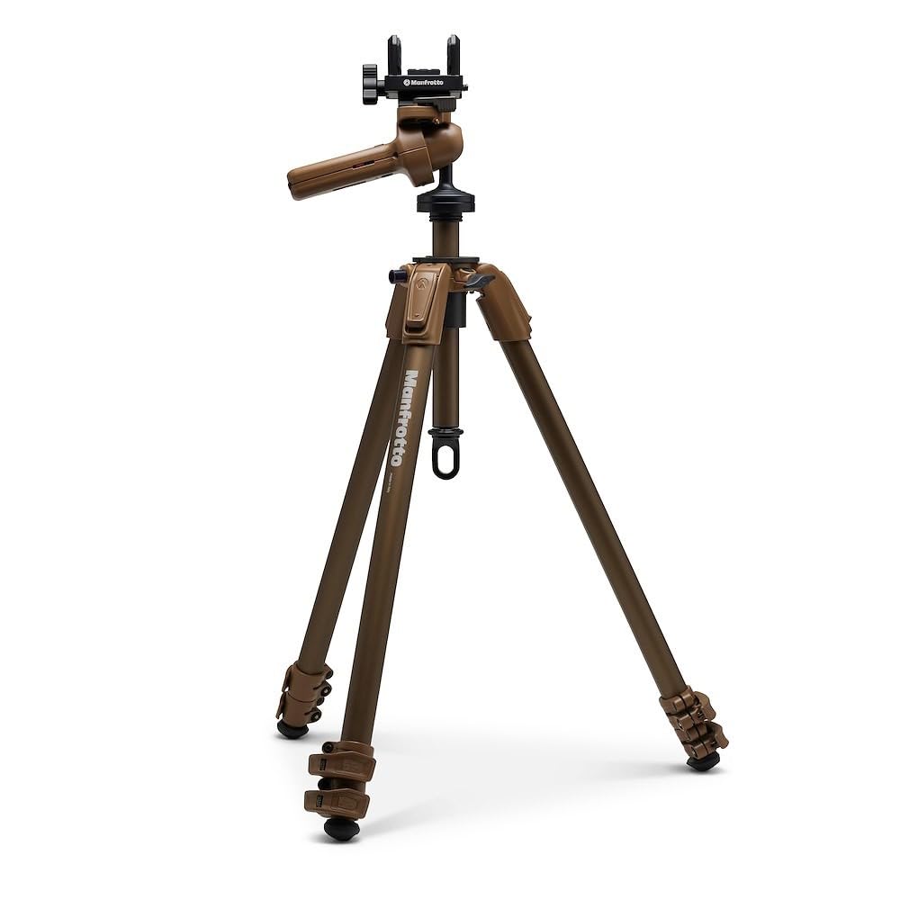 Manfrotto ALPHA S.H.O.T. Grip PRO Kit, Treppiede in Alluminio, Testa Grip Head 360 Gradi, Sella Universale per Fucili, Ottiche, Mirini, Piastra 200PL,per Tiro Sportivo,Osservazione,Attività all'aperto