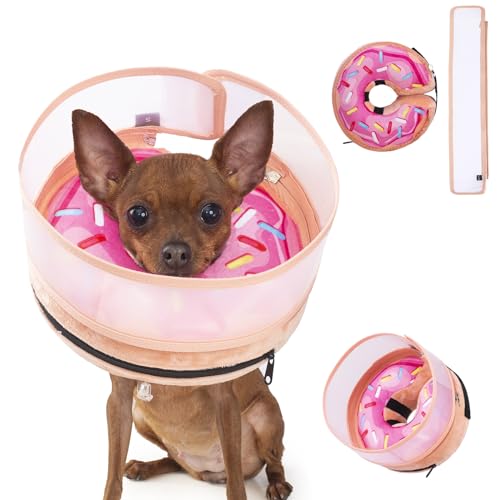 Image of Inflatable Dog Cone Collar with Enhanced Anti-Licking, Soft Neck Donut for Dogs Cats, Recovery Pet Cone Collar After Surgery for Large Medium Small Dogs (Donut Pink2, Small)
