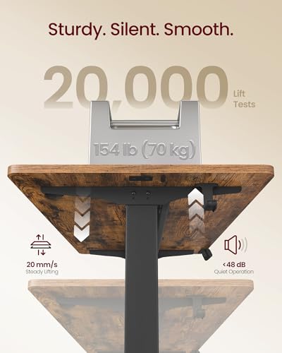 VASAGLE Electric Standing Desk, Height Adjustable Desk, 100 x 60 cm, Continuous Adjustment, Spliced Tabletop, 4 Memory Heights, Rustic Brown LSD130KD02 - Image 6