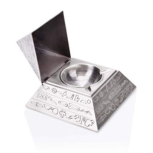 CAIMEI Ash Holder Cigarette Holders Cigarette Butt Bucket European Household Ashtray Classic Egyptian Pyramid Smetal Carved Ashtray/1Pcs/Size