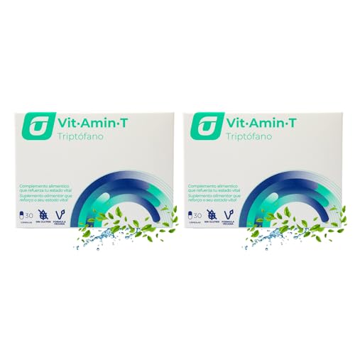 PACK 2 Triptófano Natural para Estrés y Estado de Ánimo con Vitaminas B1 + C + B2 + B3 + B6 + B9 Sin Gluten Ni Lactosa Apto Veganos - Pack 30 Cápsulas para 1 Mes | RECUPERATION