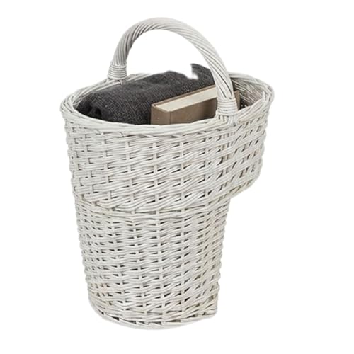 Hieftan Wicker Stair Baskets, Step and Stair Basket Large with Handle for Carrying and Storage, Rectangular