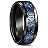 Aczyqws Tungsten Carbide Ring,Black Celtic Dragon Titanium Ring, Blue Carbon Fiber Inlay, Exquisite Jewelry, Suitable for Both Men and Women, Jewelry Gift (Size 7) #2