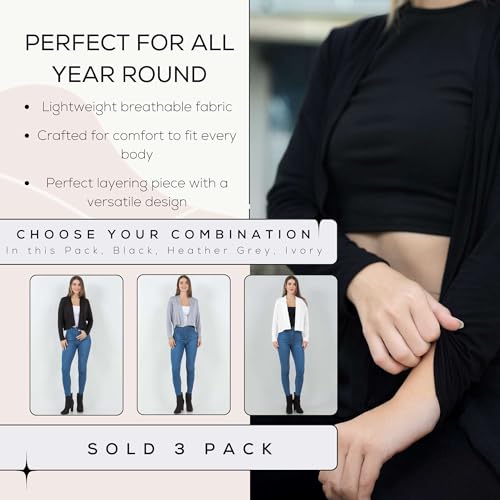 Image of Azules Cropped Cardigan for Women, Open Front Drape Lightweight Sweater Long Sleeves Women's Cardigans