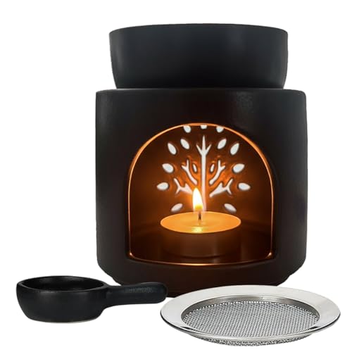 Bruciatore di incenso con seib and ciotola per diffusore di oli essenziali, 120 ml, lampada profumata per oli essenziali, bruciatore di incenso in ceramica nera opaca.