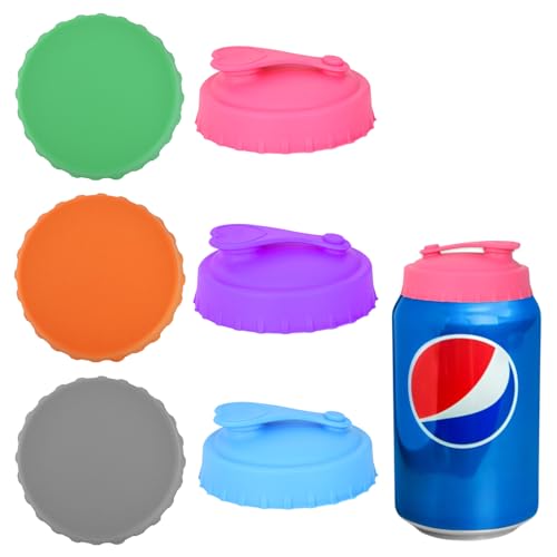 DEARBAG 6 Stück Bierdosen Abdeckung mit Silikon, Staubdicht und Auslaufsicher für Standard-Soda und Cola-Dosen (6 Farben), Wiederverwendbar