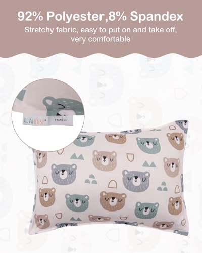 Image of ALVABABY Toddler Pillowcases 2 Pack Organic Cotton Fit 13 inchx 18 inch or 12 inchx16 inch Kids Pillow Cover Envelope for Girl Boy Travel(Pillowcase Only)