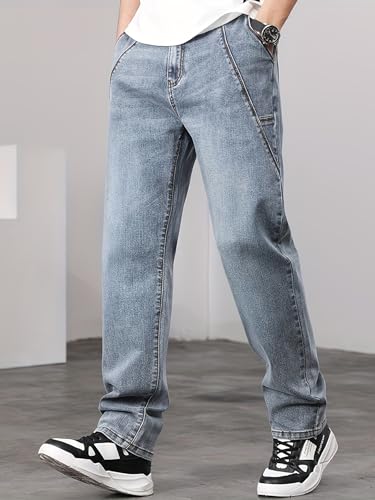 Image of URBAN POCKETS Streetwear Jeans for Men | Stylish Denim Jeans | Relaxed Wide Leg | Baggy Fit | Unique Stitch (U-25-U28)