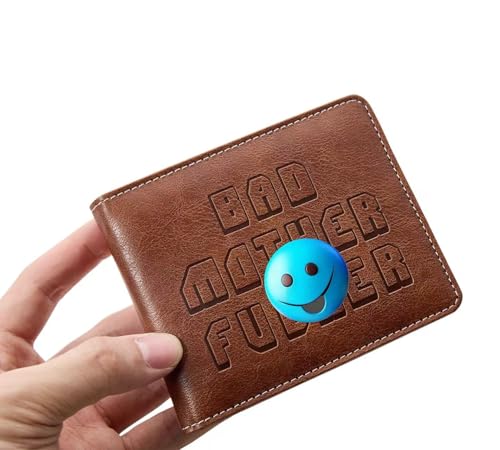 Image of Embroidered Bad Mother f ker Leather Wallet (light brown)