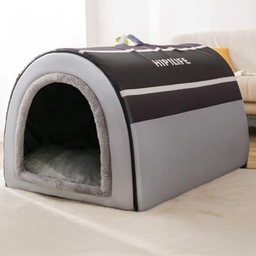 AOPIPI ペットハウス 動物ベッド ドーム型ペットソファ 猫犬兼用 キャットハウス ドッグハウス 小型犬/中型犬/大型犬兼用 室内用 洗える 冬も夏も一年中防寒 ふわふわクッション 暖かくて滑りにくい 折りたたみ可能 (L,B)