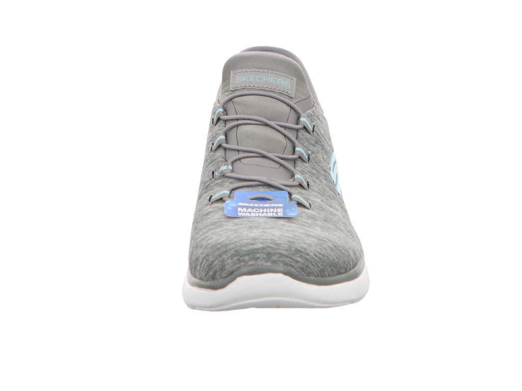 Skechers Women's Summits - Dazzling Haze Hands-Free Slip-Ins - Memory Foam Insole, Heel Pillow, Vegan Materials Sneaker: 7.5 Grey Mint