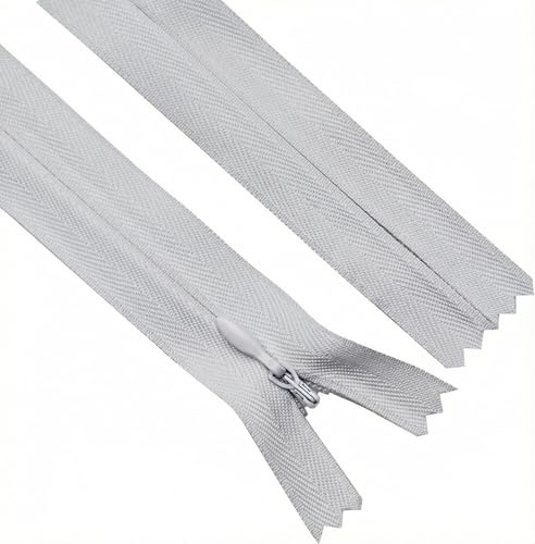 Sawoake Invisible Zippers 18 Inch #3, Gray Nylon Coil Zippers 2-Pack for Sewing, Skirts, Pockets, Pillows (Gray, 18", 2PCS)
