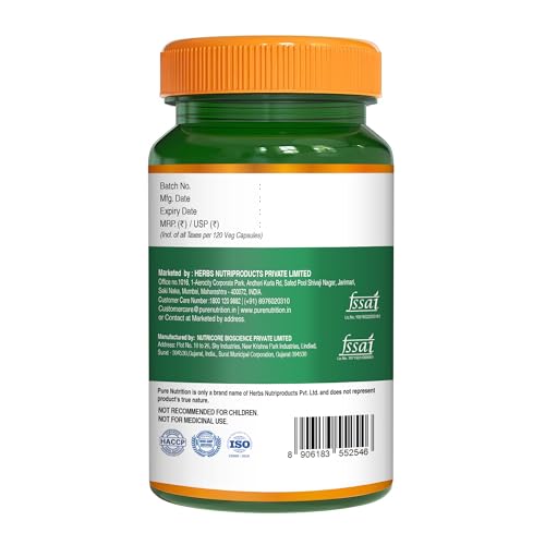 Image of Pure Nutrition L Glycine Supplement (500mg) 120 veg Capsules | Supports Muscle Health, Brain & Sleep Health | Support Strong Immune System & Cellular Health