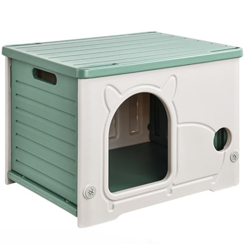 キャットハウス 屋外 キャットハウス 四季 雨に強い 日よけ 小型 半密閉 キャットハウス プラスチック 野良猫 屋外 子犬 ハウス グリーン
