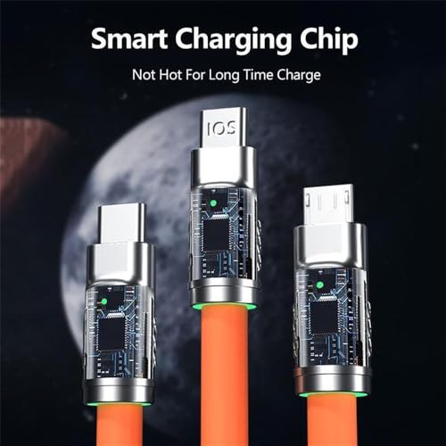 Image of EDNITA 3-In-1 Charging Cable | Micro Usb, Type C And Micro USB, 15W Fast Charging Cable | 1M, Wide Campatibility- Orange