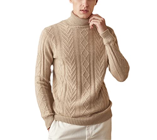 Pull col roulé homme cachemire contre le froid vêtement chaud léger XL
