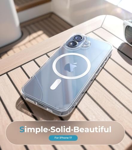 Image of Elzzi Clear Transparent Magsafe Cover for iPhone 17 Case (Compatible with Mag-Safe) Non Yellowing Non Slippery Shockproof Phone Case