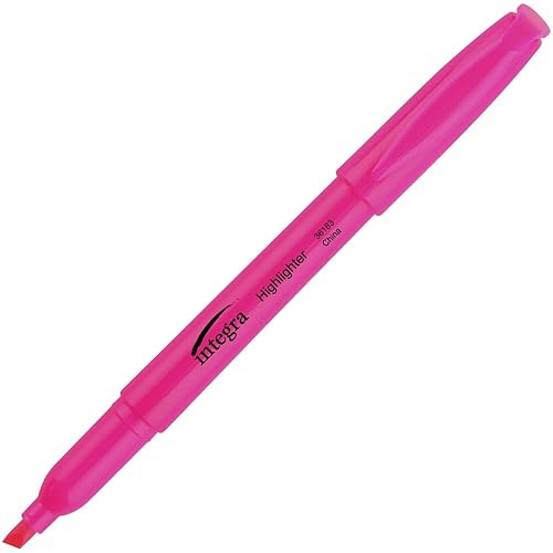 Integra Resaltadores de color rosa fluorescente estilo bolígrafo (paquete de 12)