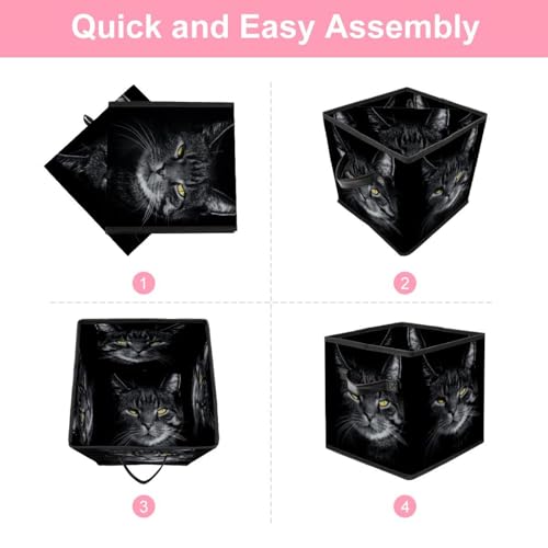 Boîte de rangement pliable chat gris pour placard et chambre - 6