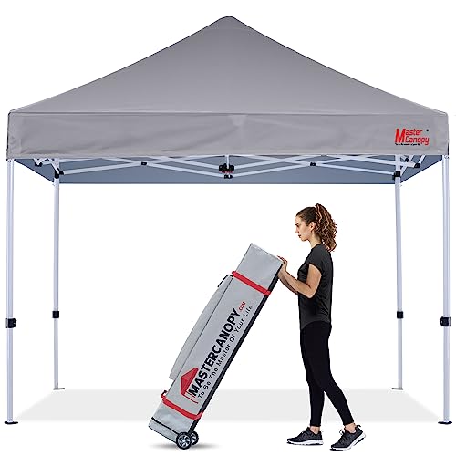 Image of MASTERCANOPY 8x8 Heavy Duty Pop Up Canopy Tent with Roller Bag(Gray)