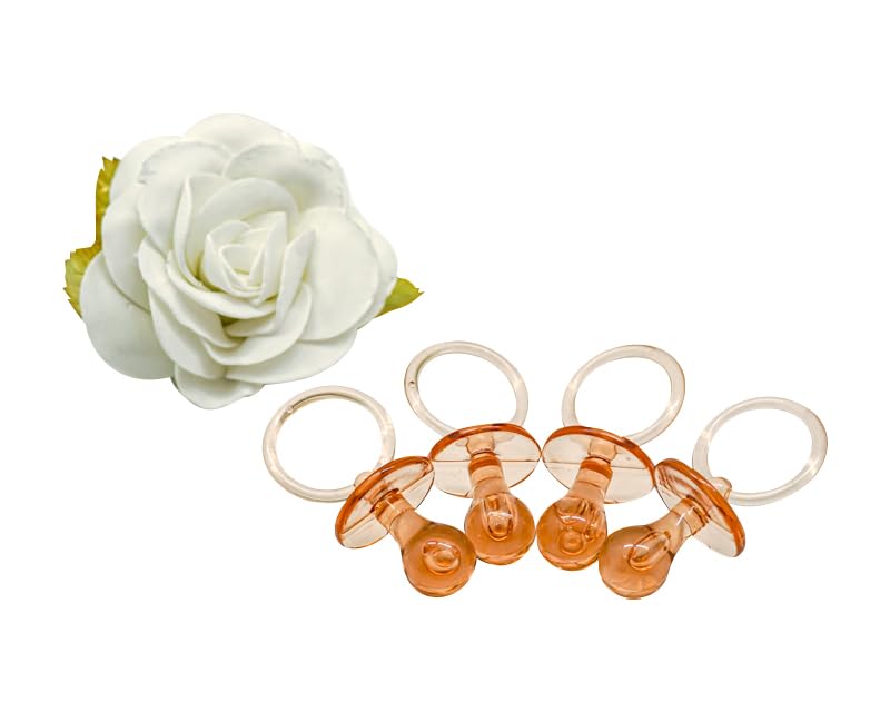 Image of 2.5 inch Baby Pacifier Party Favors, 36 Pieces, Gender Reveal Shower Decorations, Boy Girl Gender Neutral Table Scatter, DIY Party Games Decor (Tan)