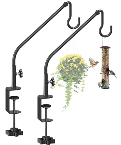 Tuohours 20 Inch Extended Reach Deck Hook Hanger for Railing, Heavy Duty Outdoor Plant Hook Holder for Hanging Bird Feeder Pole Deck Hanger Flower Basket Planter or Lanterns, Wind Chimes, 2 Pack by Tuohours - Image 2