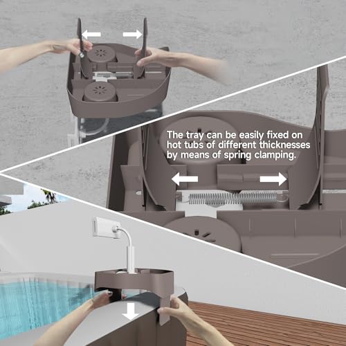 image for POOLCOMFT Hot Tub Table Tray with Adjustable Phone Holder, Caddy Holds