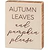 Primitives by kathy home decor block sign autumn leaves and pumpkins please velvet background  urban country home decor
