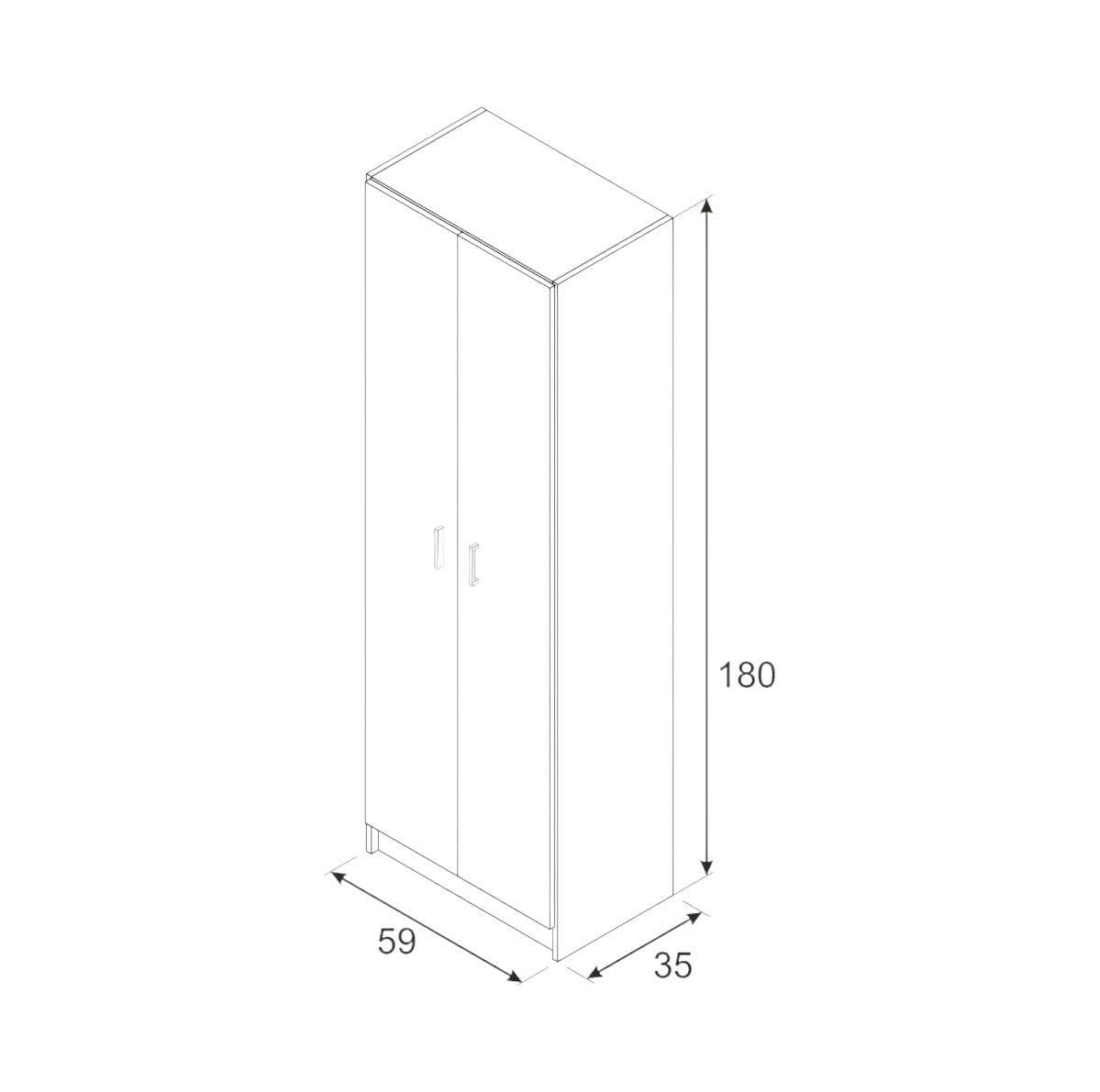 Dmora - Armoire multifonction 2 portes Portsmouth, meuble auxiliaire, penderie à chaussures moderne, meuble à chaussures vertical, 59 x 37 x 180 cm, chêne