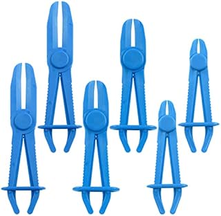 Swpeet 6Pcs Blue Line Clamps Flexible Hose Clamps Pliers Kit, Hose Pinch Off Pliers Set Line Clamps for Brake Hoses, Fuel Hoses, Coolant Hoses, Most Flexible 15mm, 20mm and 25mm Hoses Clamps