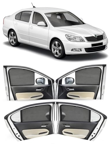 Image of Autofact Car Sunshades for Skoda Laura, UV Protection, Useful Car Accessories, Custom fit Sun Shades for Side Windows, Set of 4