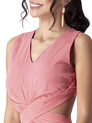 Image of FabAlley Women's Georgette Pink Cut Out Waist Maxi Dress