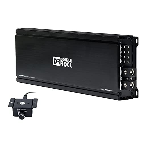 DR Double Rock DR-2000.1 RMS 2000 Watt Subwoofer Amplifier Class D Monoblock Car Audio Amp with Remote Bass Knob Level Control Amp Subwoofer Amplifier Stable 1 Channel Car Amp Mosfet Power Amplified