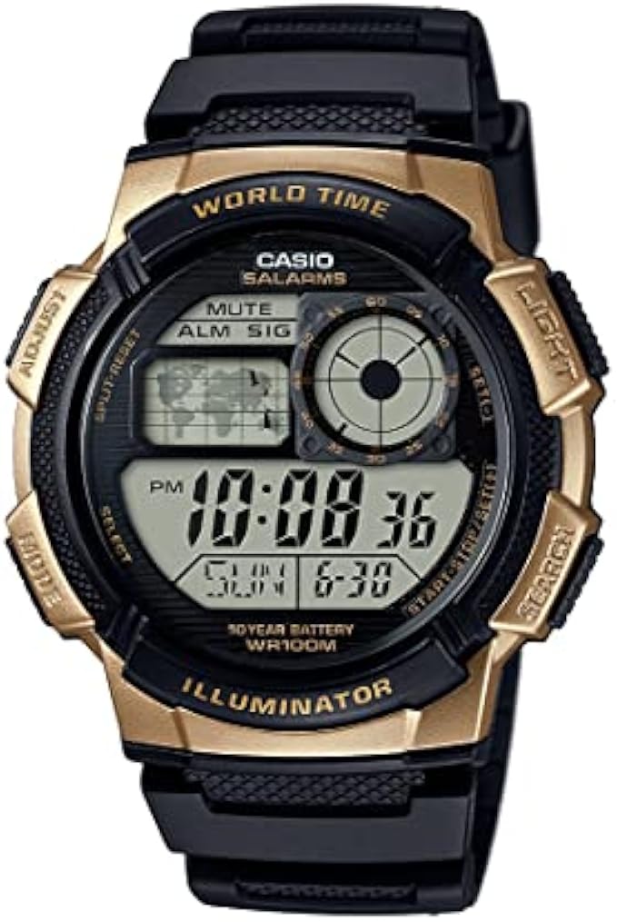 Casio Men's '10 Year Battery' Quartz Stainless Steel and Resin Watch, Color:Black (Model: AE-1000W-1A3VCF)
