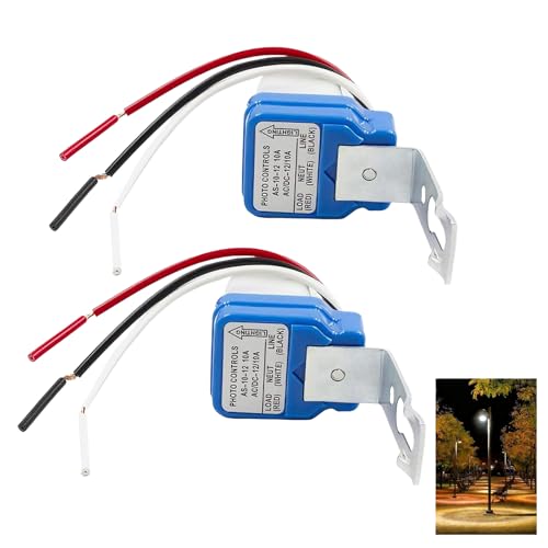 2 Pièces Interrupteur Crépusculaire AC/DC 12V 10A Automatique, Photocellule Commutateur avec Capteur Crépusculaire à Aube, Économie d’Énergie,...